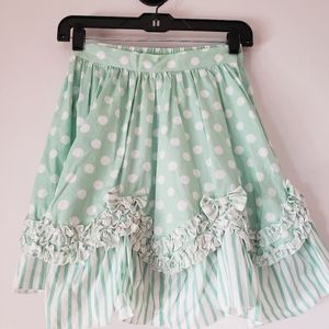 SOLD!!!Bodyline Lolita Mint Polkadot Ruffle Skirt.
